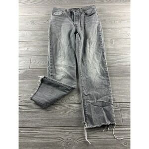 Levis 501 Jeans Gray Black Denim Button Fly Straight Leg Distressed Sz 28X30
